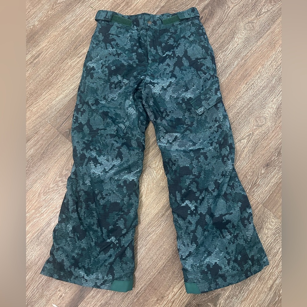 Columbia Kids Snow Ski Fleece Camouflage Pants - Green and Black Youth 8